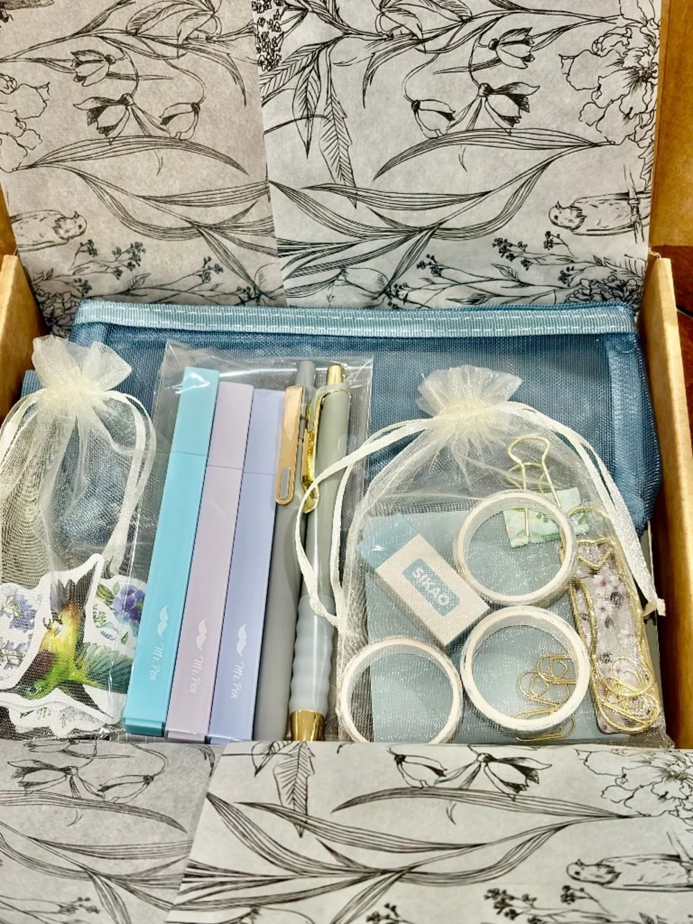 Color Curated Stationery Gift Box Set- 15-20 items - blue